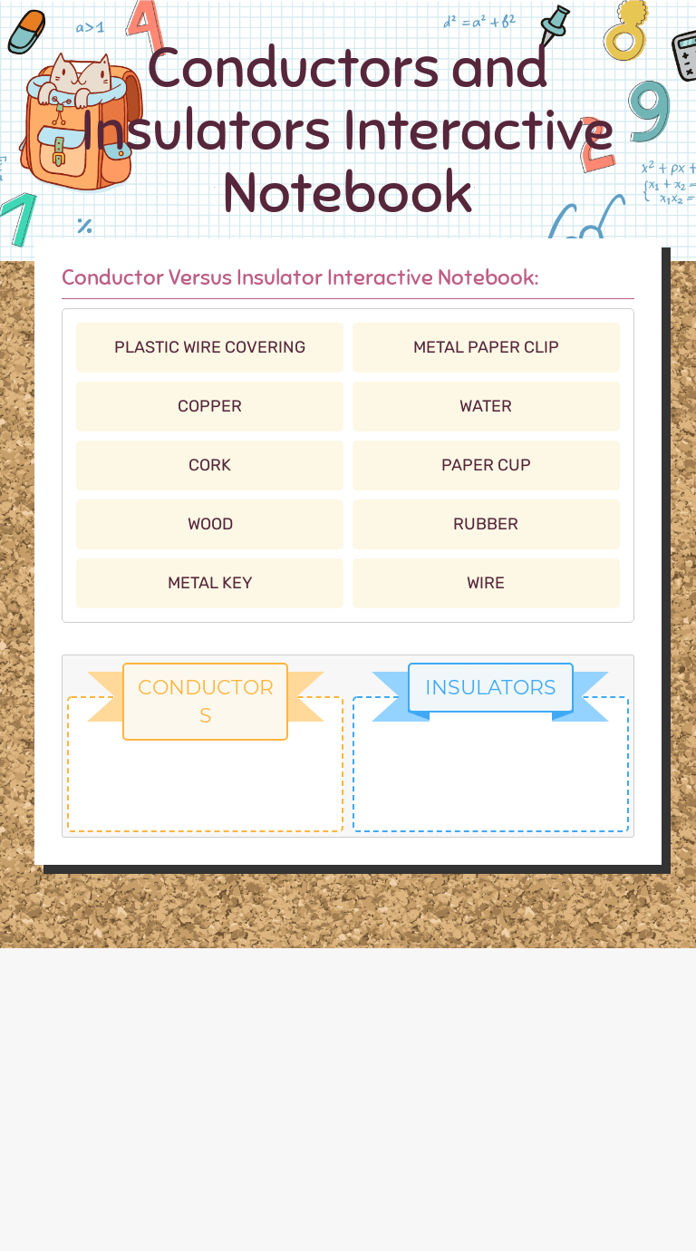 Conductors and Insulators Interactive Notebook Interactive Worksheet