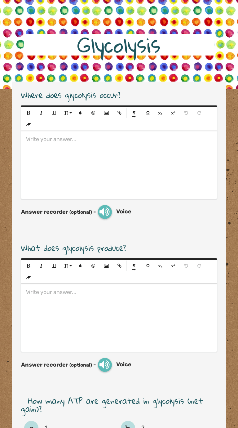 Glycolysis | Interactive Worksheet by A. Rhinehart | Wizer.me