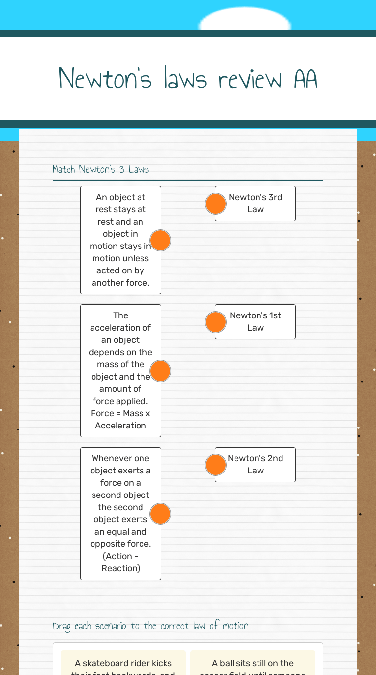 Newton's laws review AA Interactive Worksheet by David Dewett Wizer.me