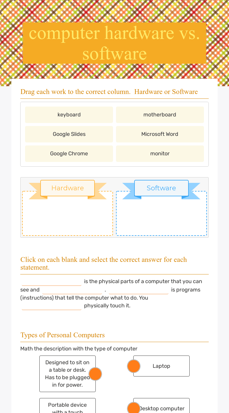 40 computer hardware and software worksheet Worksheet Resource