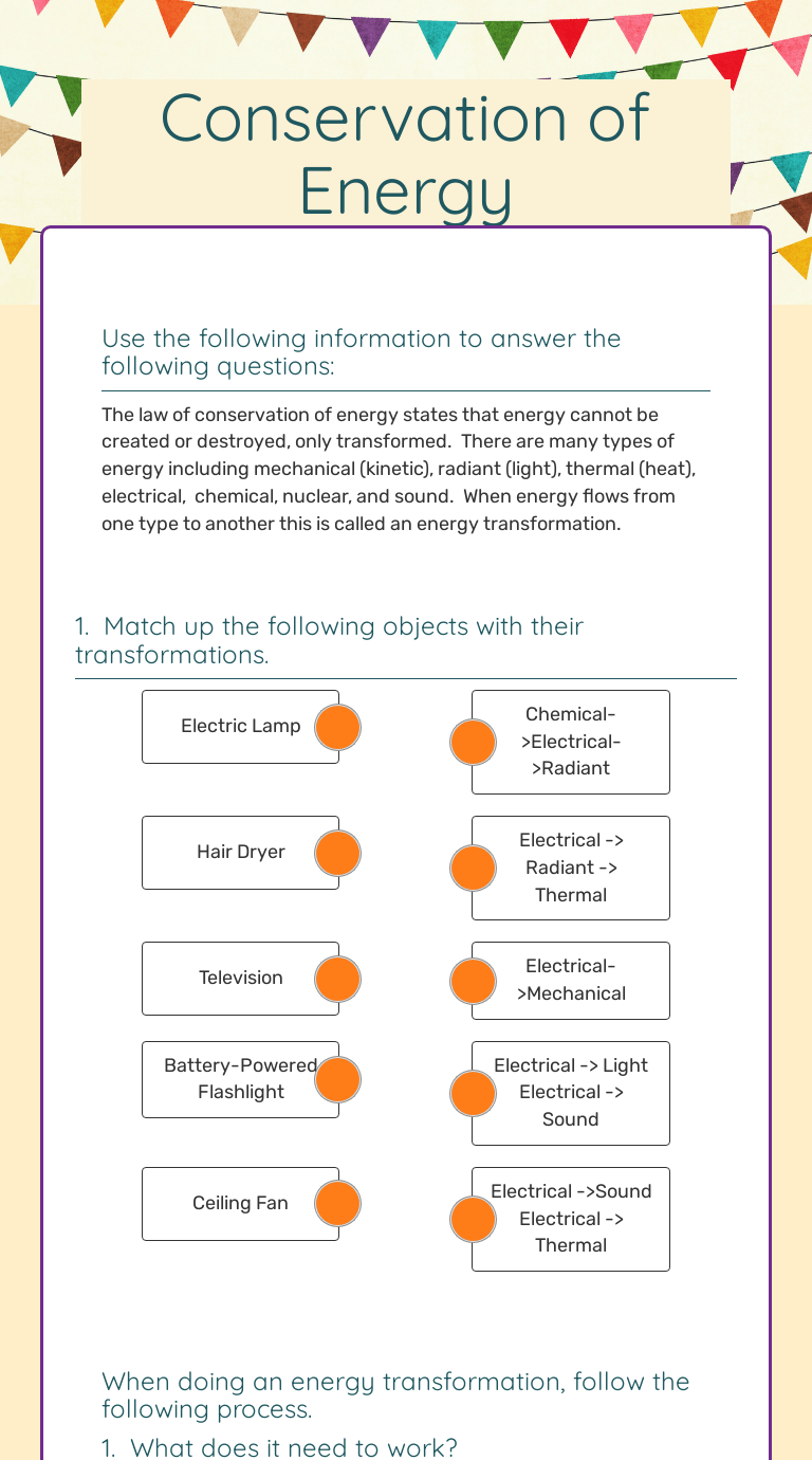 Conservation of Energy | Interactive Worksheet by Deidra Monson | Wizer.me