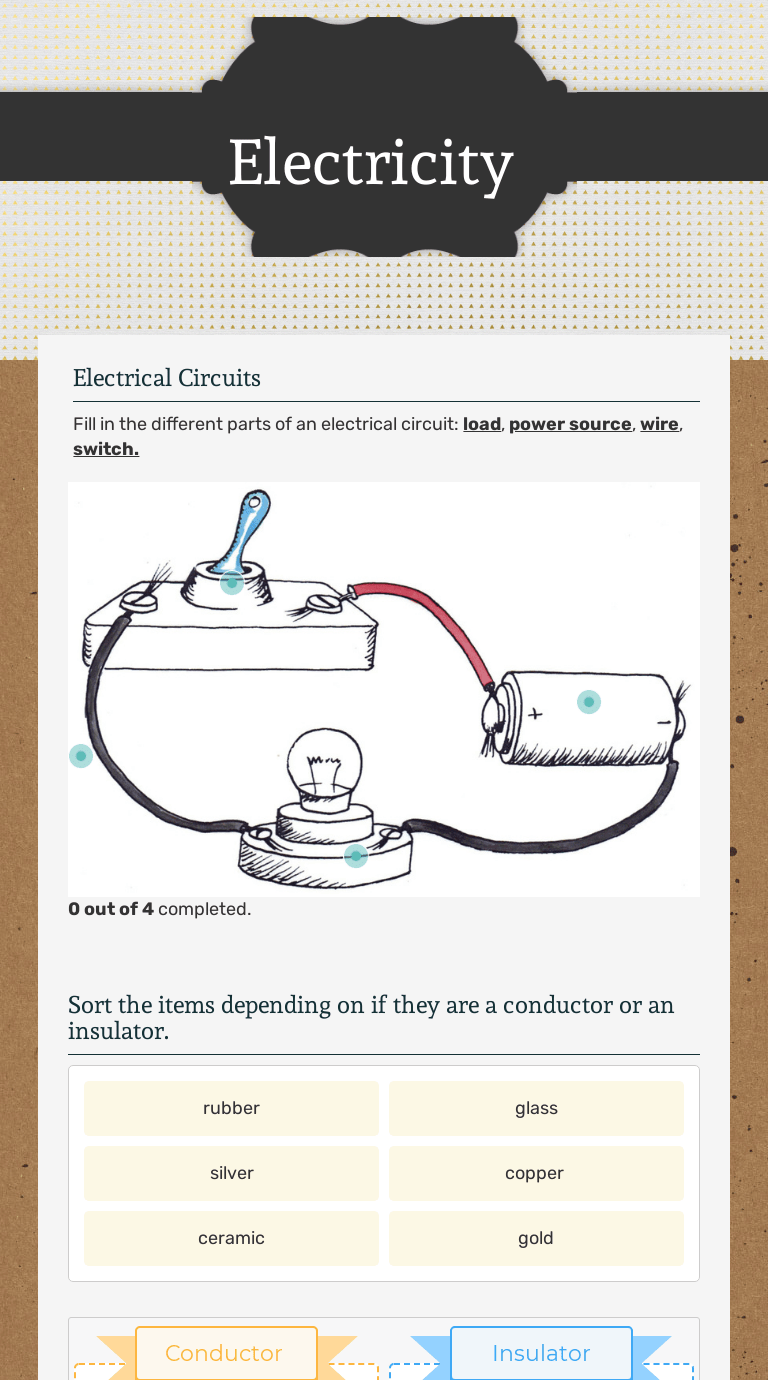 Electricity Interactive Worksheet by Patricia Purcell Wizer.me