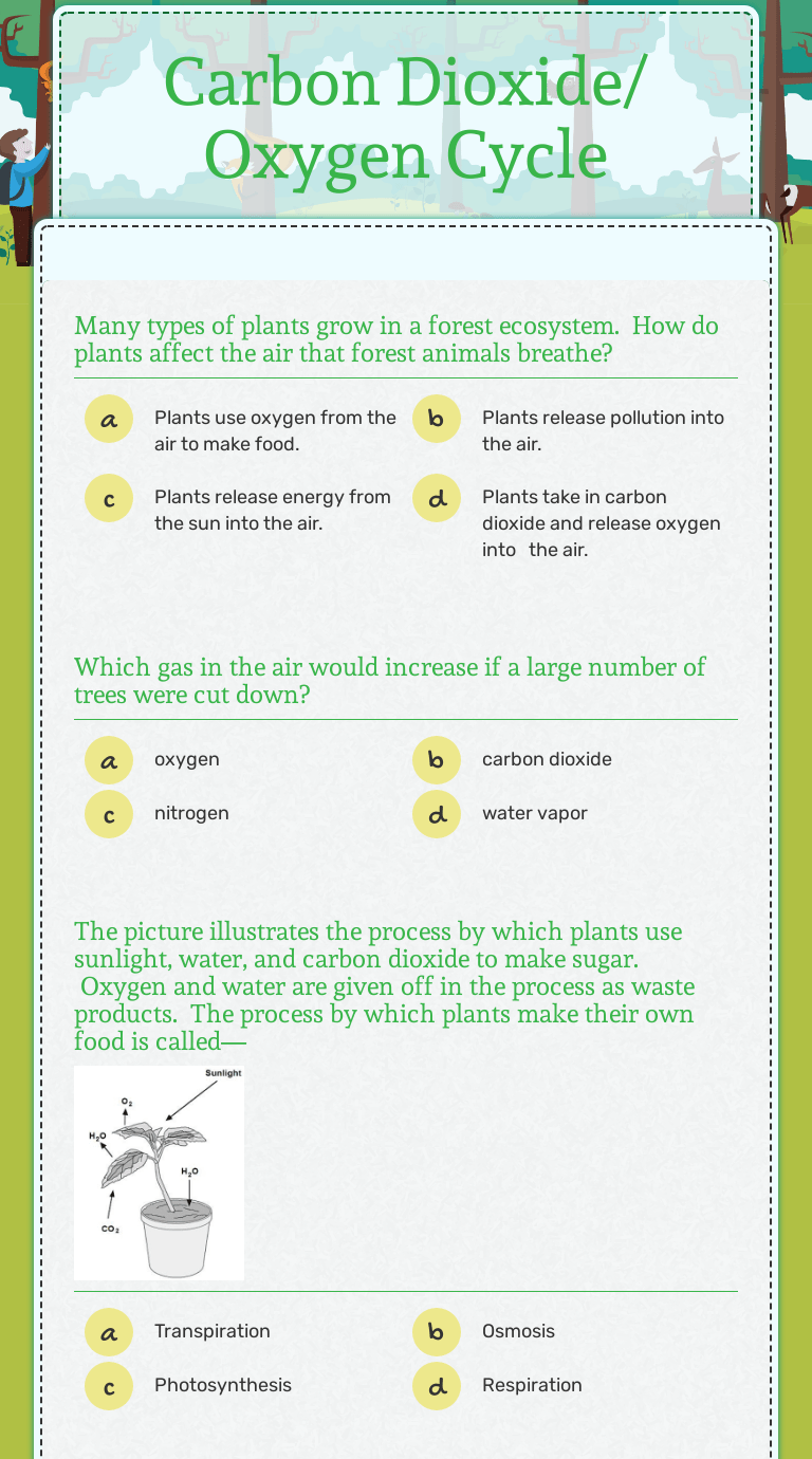 Carbon Dioxide/ Oxygen Cycle Interactive Worksheet by David Brothen