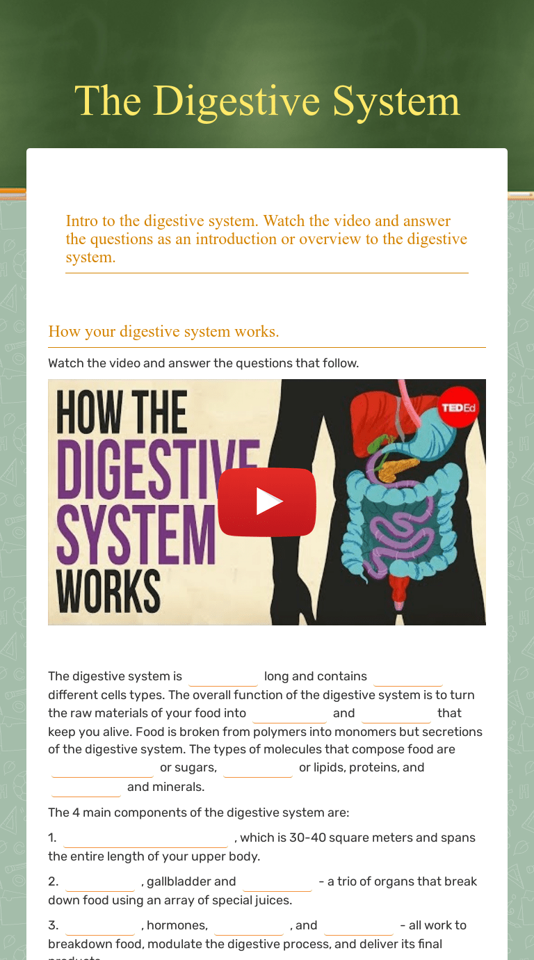 The Digestive System Interactive Worksheet by Ian Cullion Wizer.me