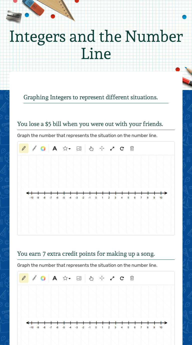 Integers and the Number Line | Interactive Worksheet by Chasity