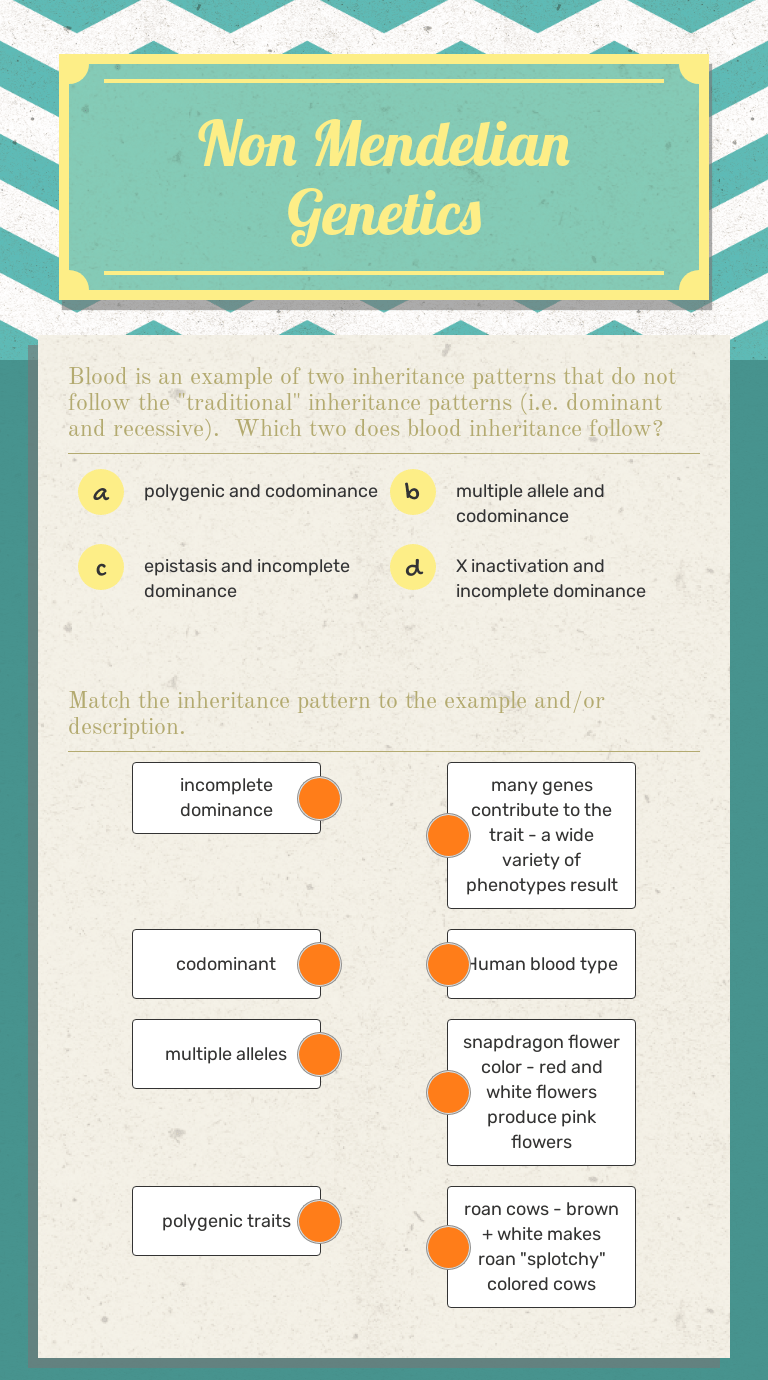 Non Mendelian Genetics | Interactive Worksheet by Rehab Huwait | Wizer.me