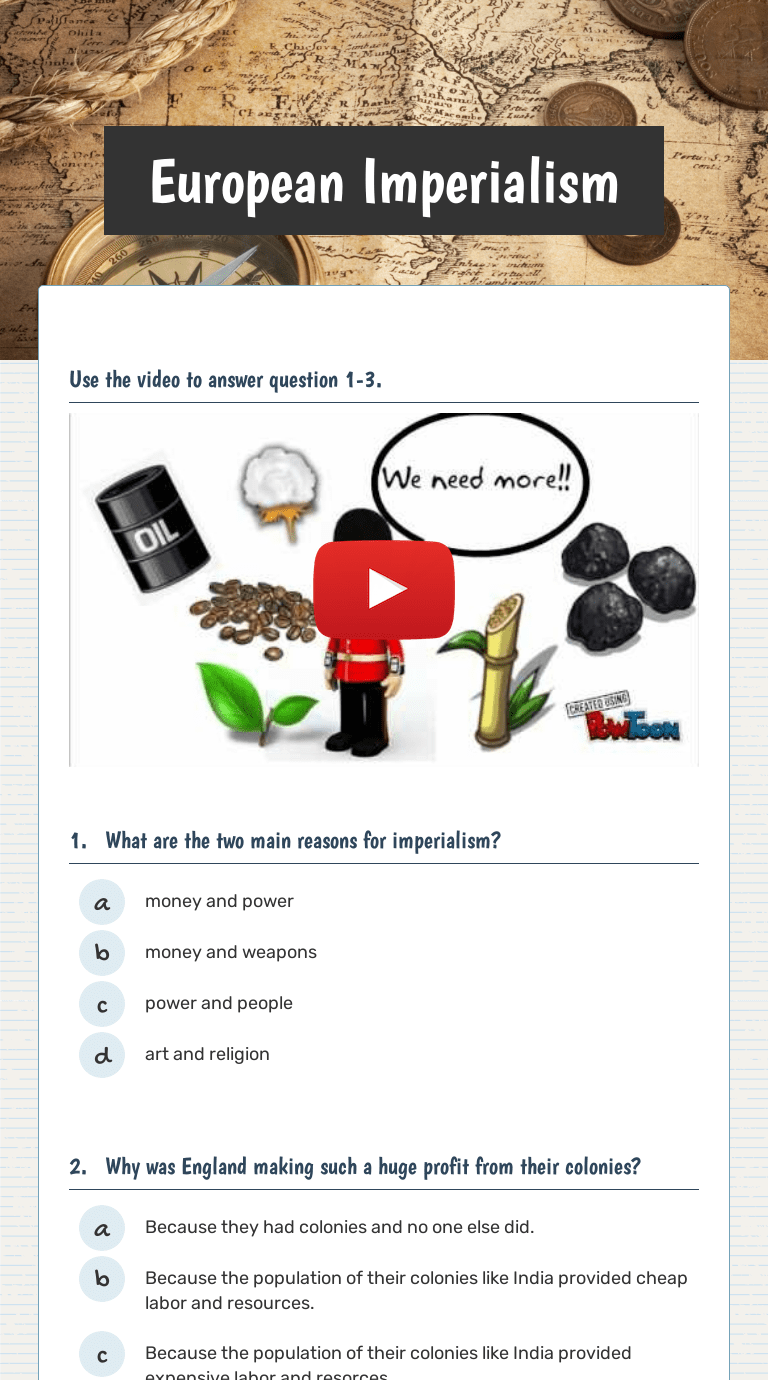 European Imperialism Interactive Worksheet by Stephanie Lovette