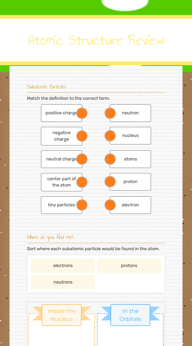 Atomic Structure Review | Interactive Worksheet by Melanie Jones | Wizer.me