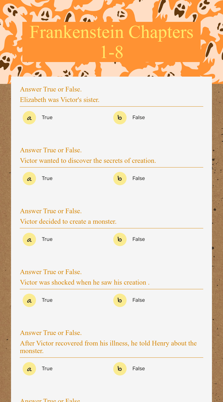 Frankenstein Chapters 18 Interactive Worksheet by Noa Broshi Wizer.me