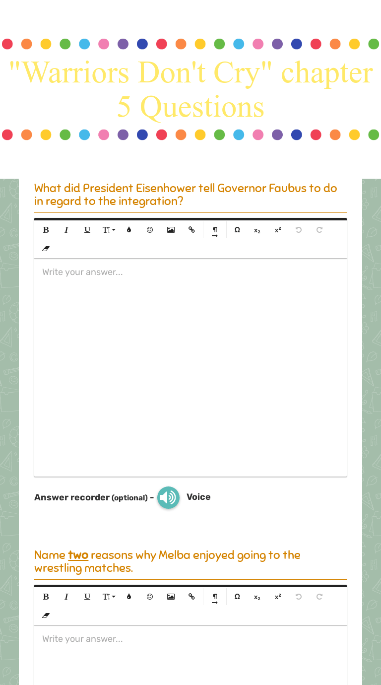 "Warriors Don't Cry" chapter 5 Questions Interactive Worksheet Wizer.me