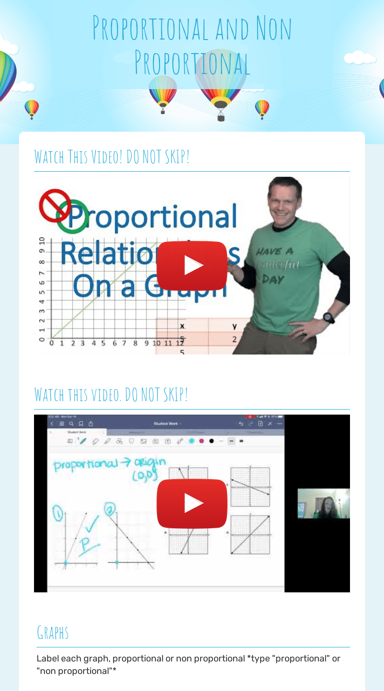 Proportional and Non Proportional | Interactive Worksheet by Shania