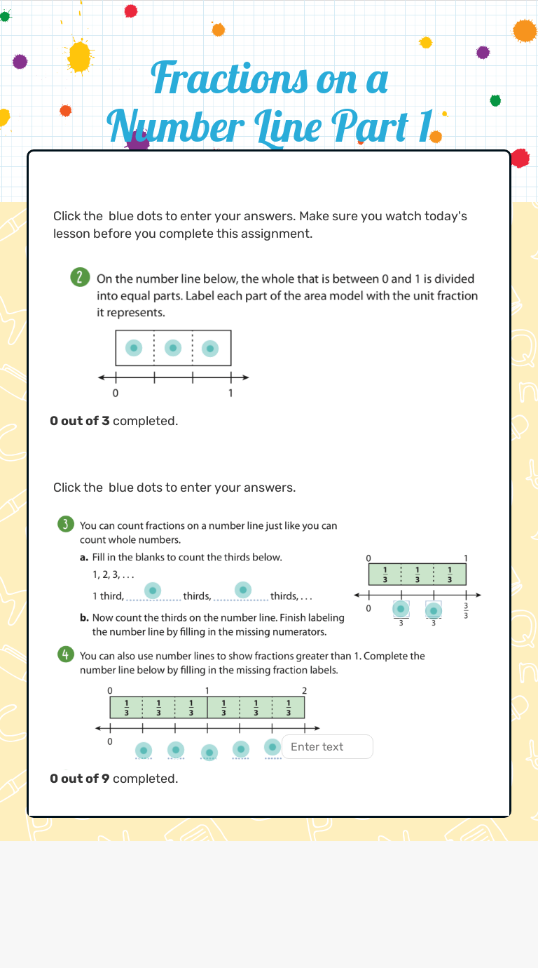 Fraction Location On Number Line Worksheets Answer Key
