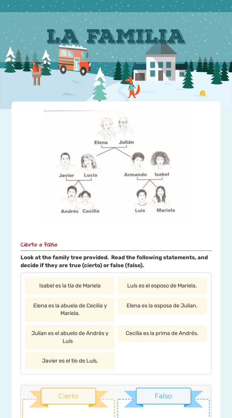La familia Interactive Worksheet by Cynthia Sabogal Wizer.me