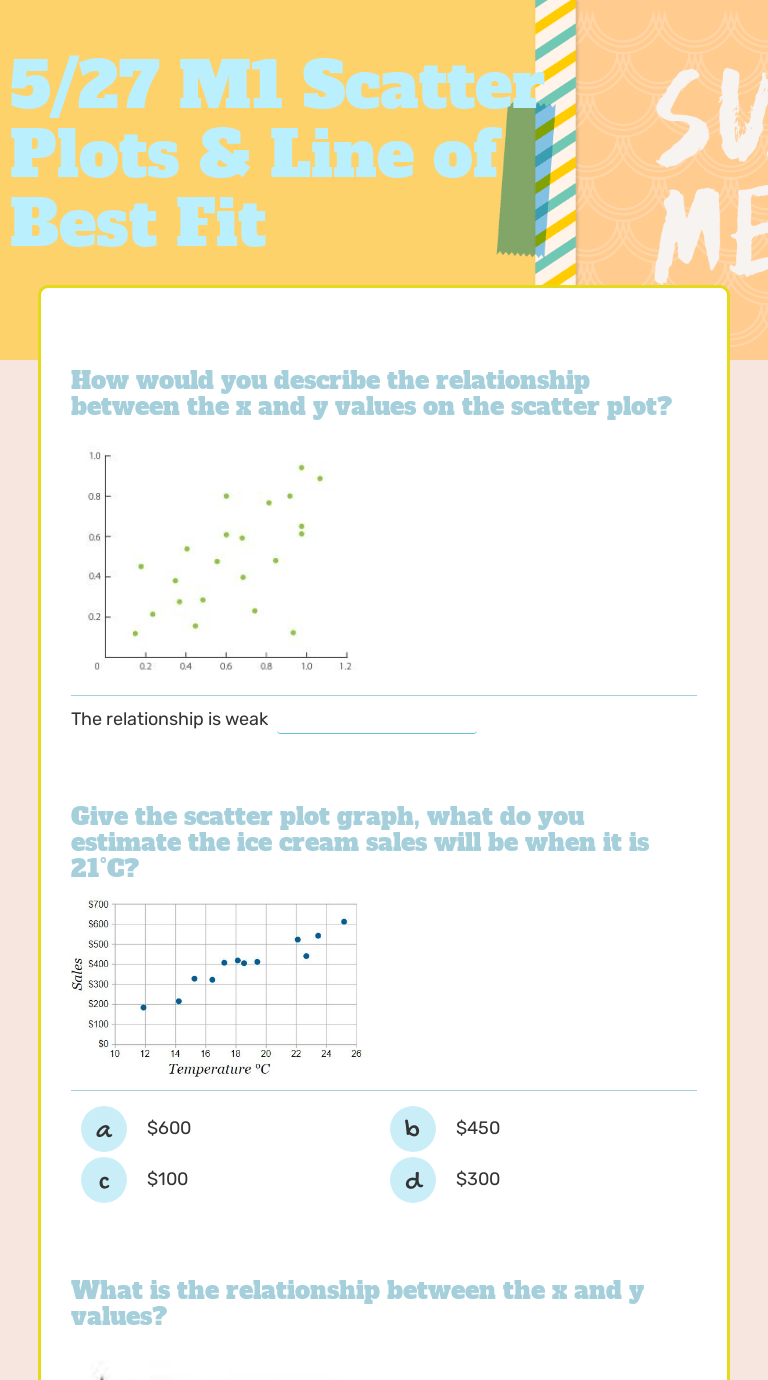 5/27 M1 Scatter Plots & Line of Best Fit | Interactive Worksheet by