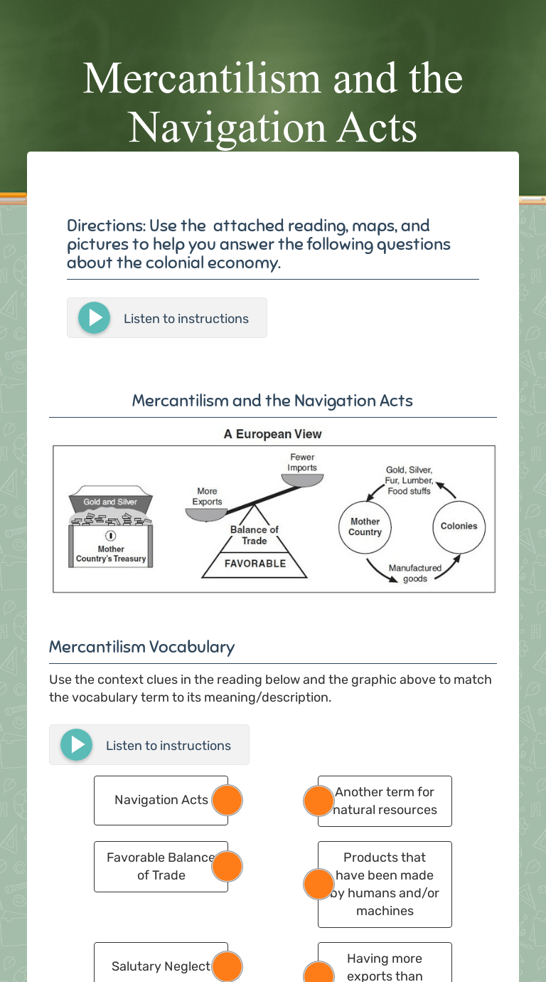 Mercantilism and the Navigation Acts | Interactive Worksheet by Amber