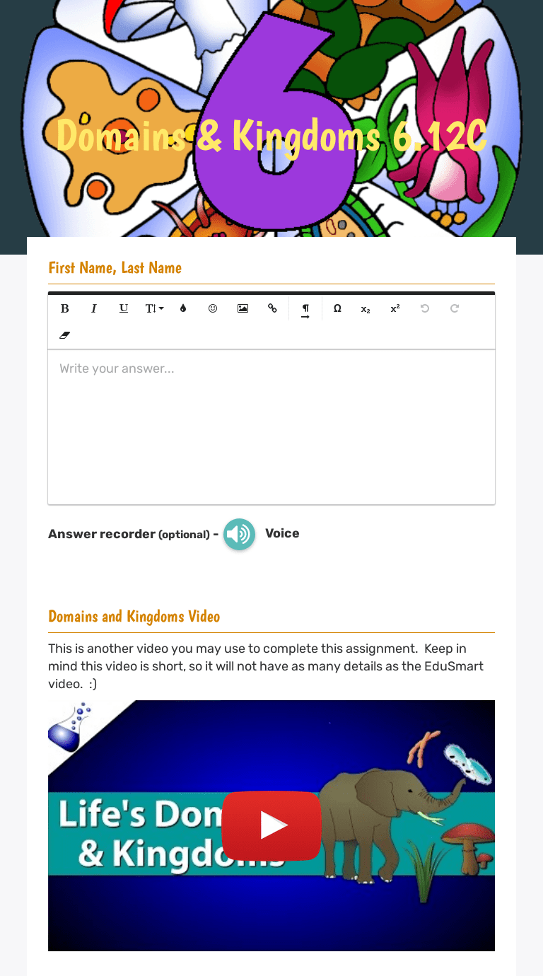 Domains & Kingdoms 6.12C Interactive Worksheet by Patricia Luna Wizer.me