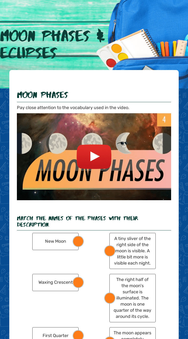 Moon Phases & Eclipses | Interactive Worksheet by NICHOLAS Comanzo