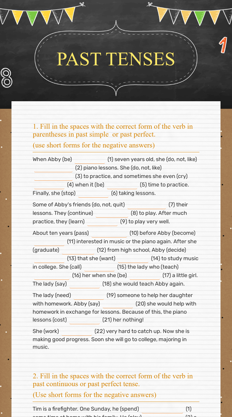 PAST TENSES | Interactive Worksheet by Pilar Teixidó | Wizer.me