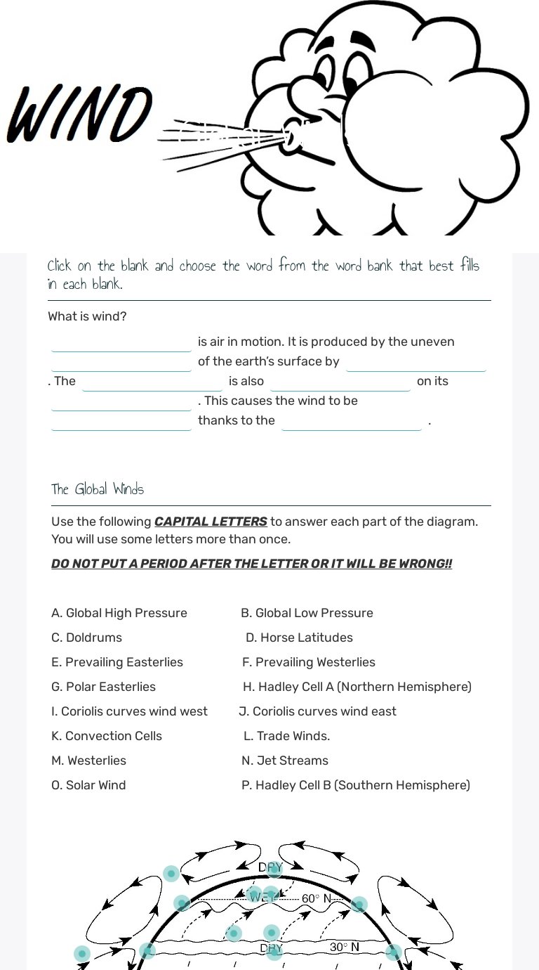 Global Wind Patterns Worksheet