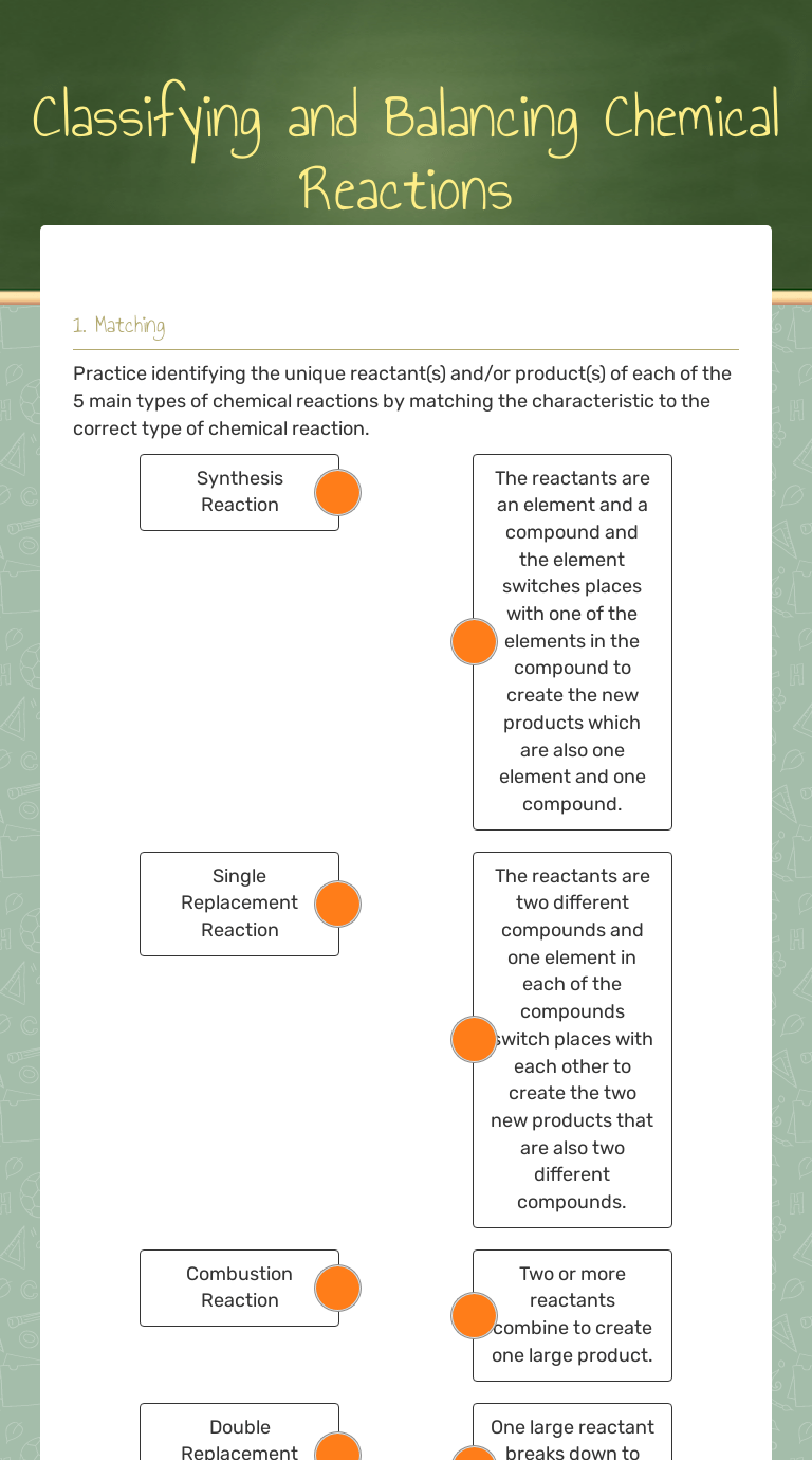 Classifying and Balancing Chemical Reactions | Interactive Worksheet by