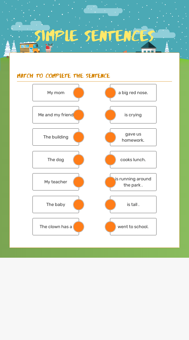 Simple sentences Interactive Worksheet by Heather Stein Wizer.me