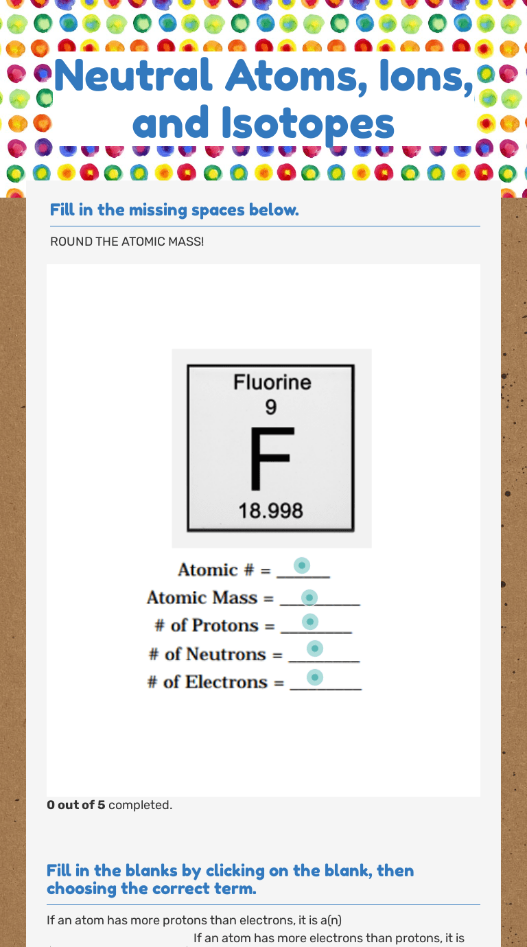 Isotopes Ions And Atoms Worksheet