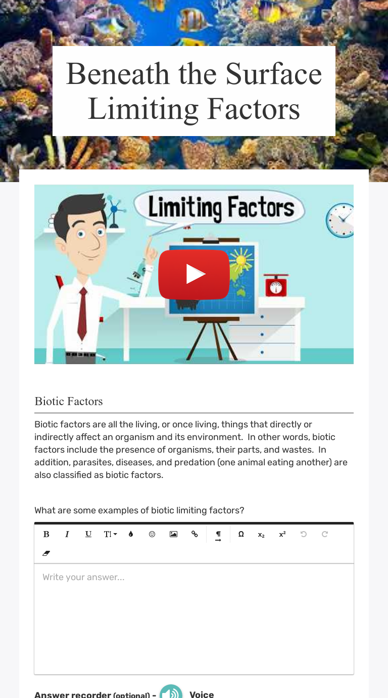 Limiting Factors Worksheet - Printable Word Searches