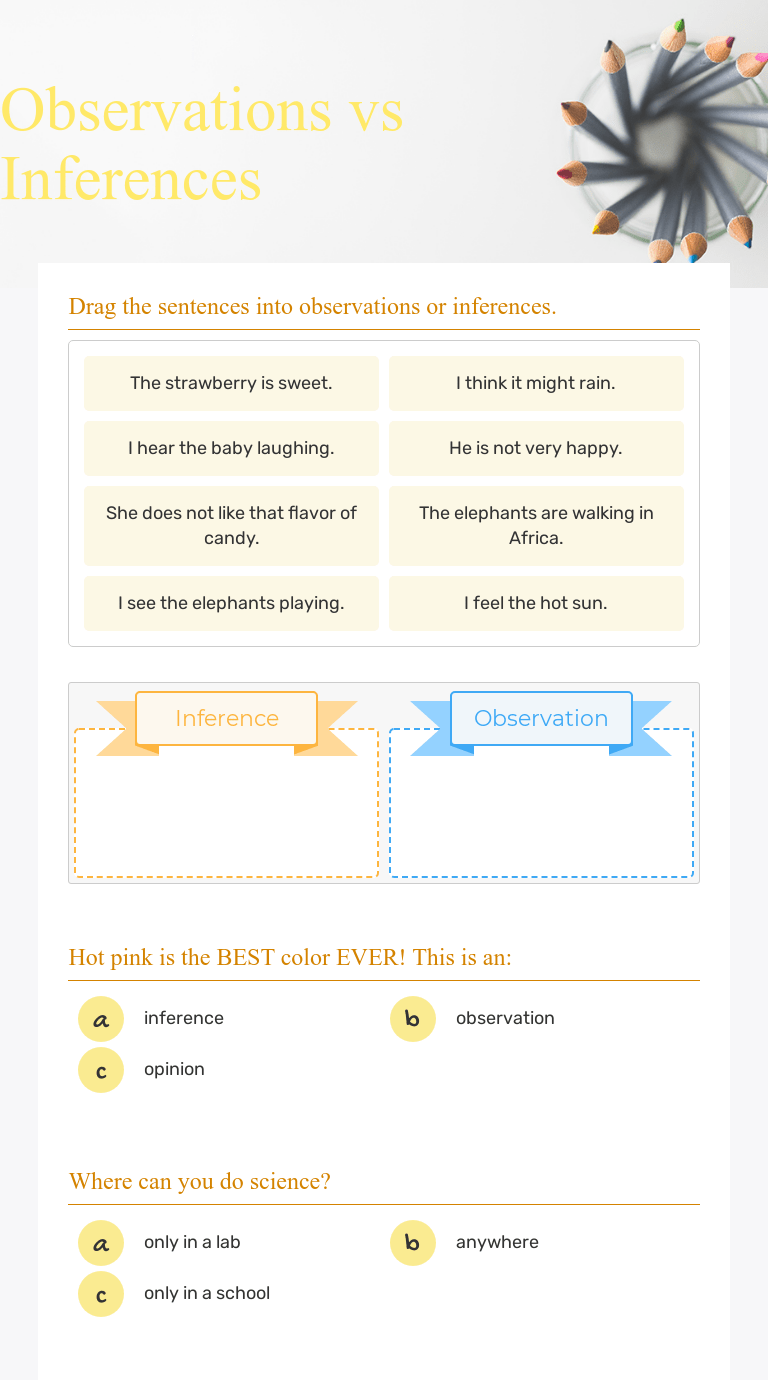 Observation Vs Inference Worksheet