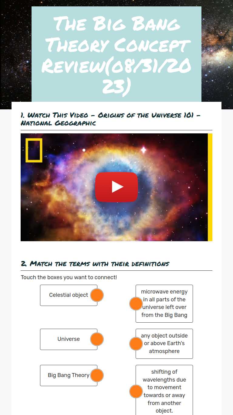 The Big Bang Theory Interactive Worksheet by Monica Massey Phillips