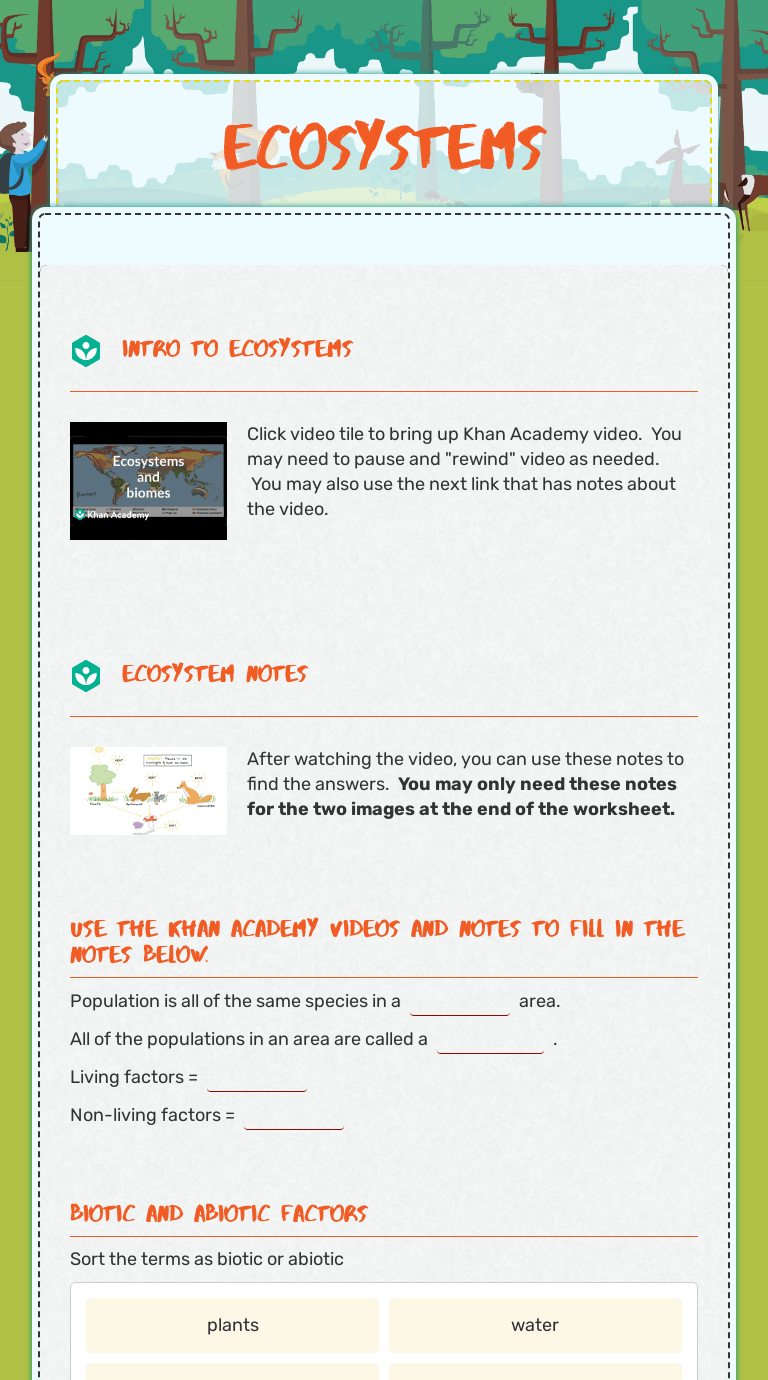 Ecosystems And Communities Worksheet