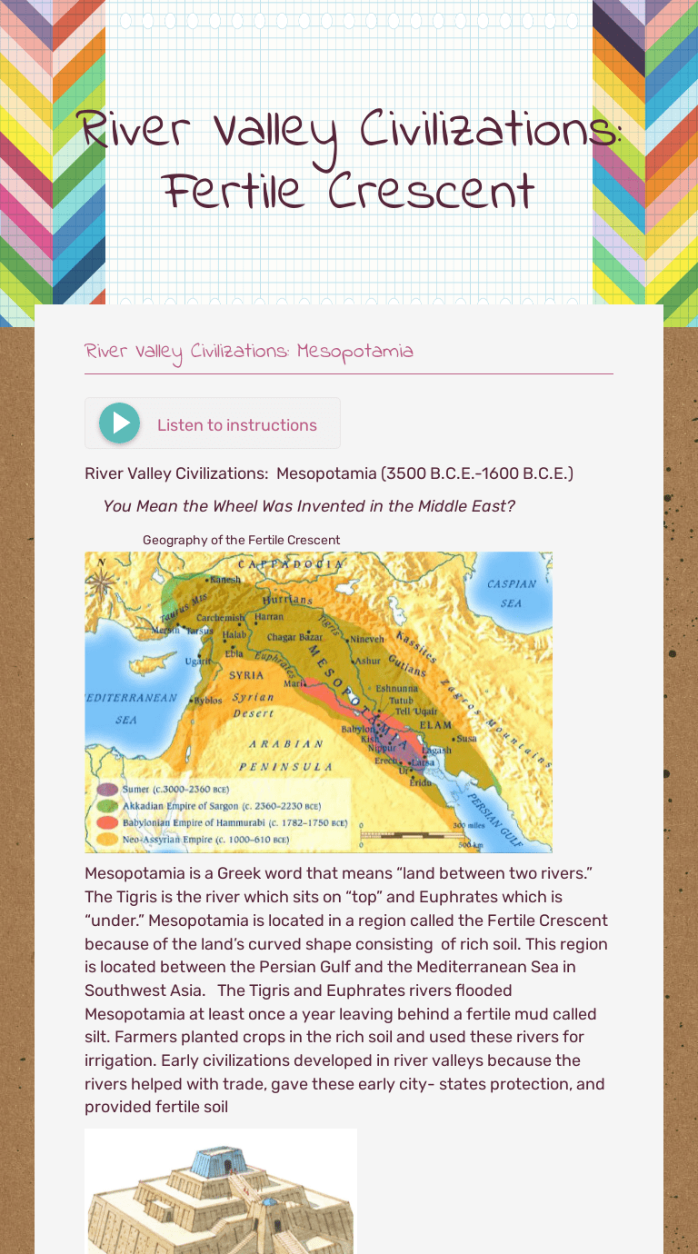 River Valley Civilizations Fertile Crescent Interactive Worksheet by