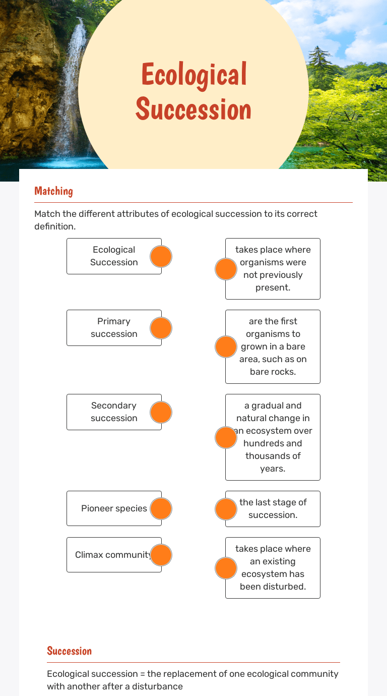 Ecological Succession | Interactive Worksheet by Eileen Petzold | Wizer.me