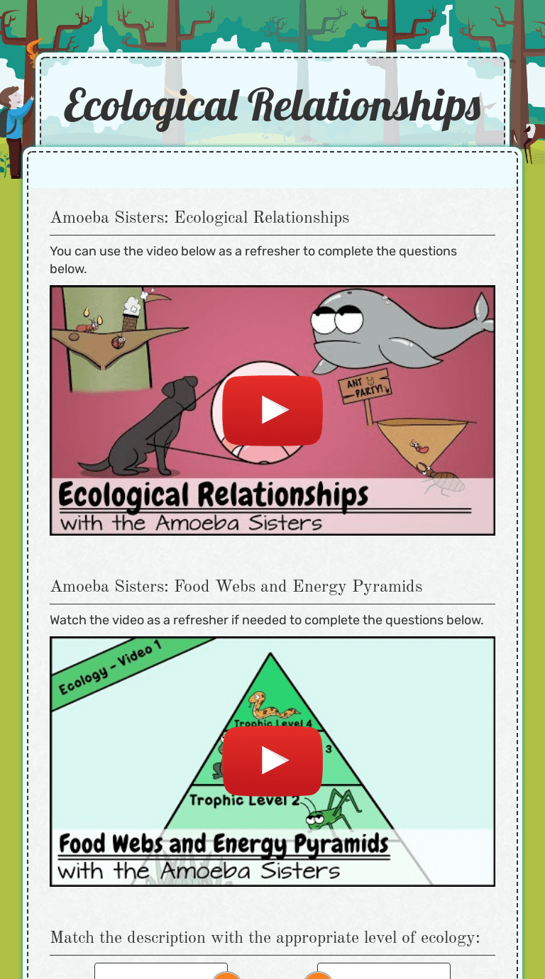Ecological Relationships Interactive Worksheet by Dayanah Auguste