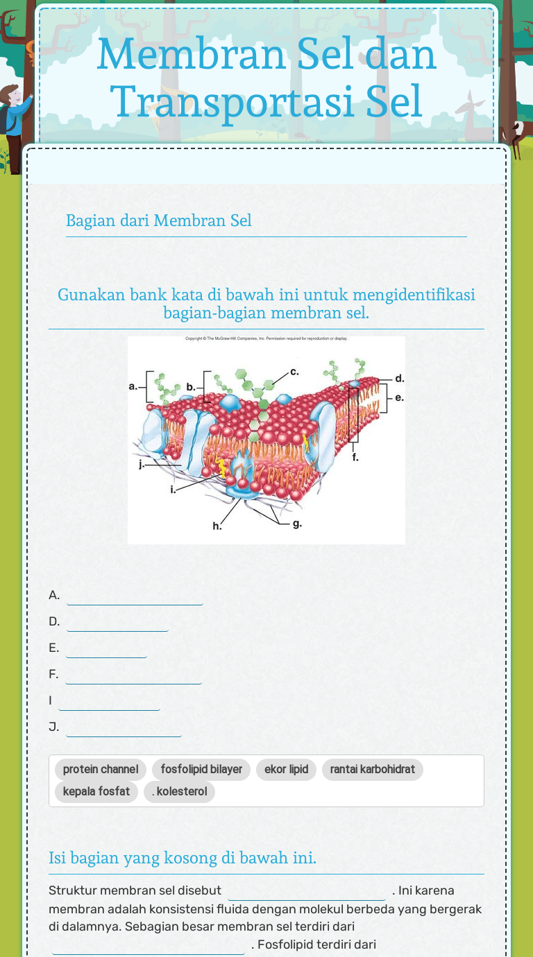 Membran Sel dan Transportasi Sel | Interactive Worksheet by Riswanto, Si |  Wizer.me