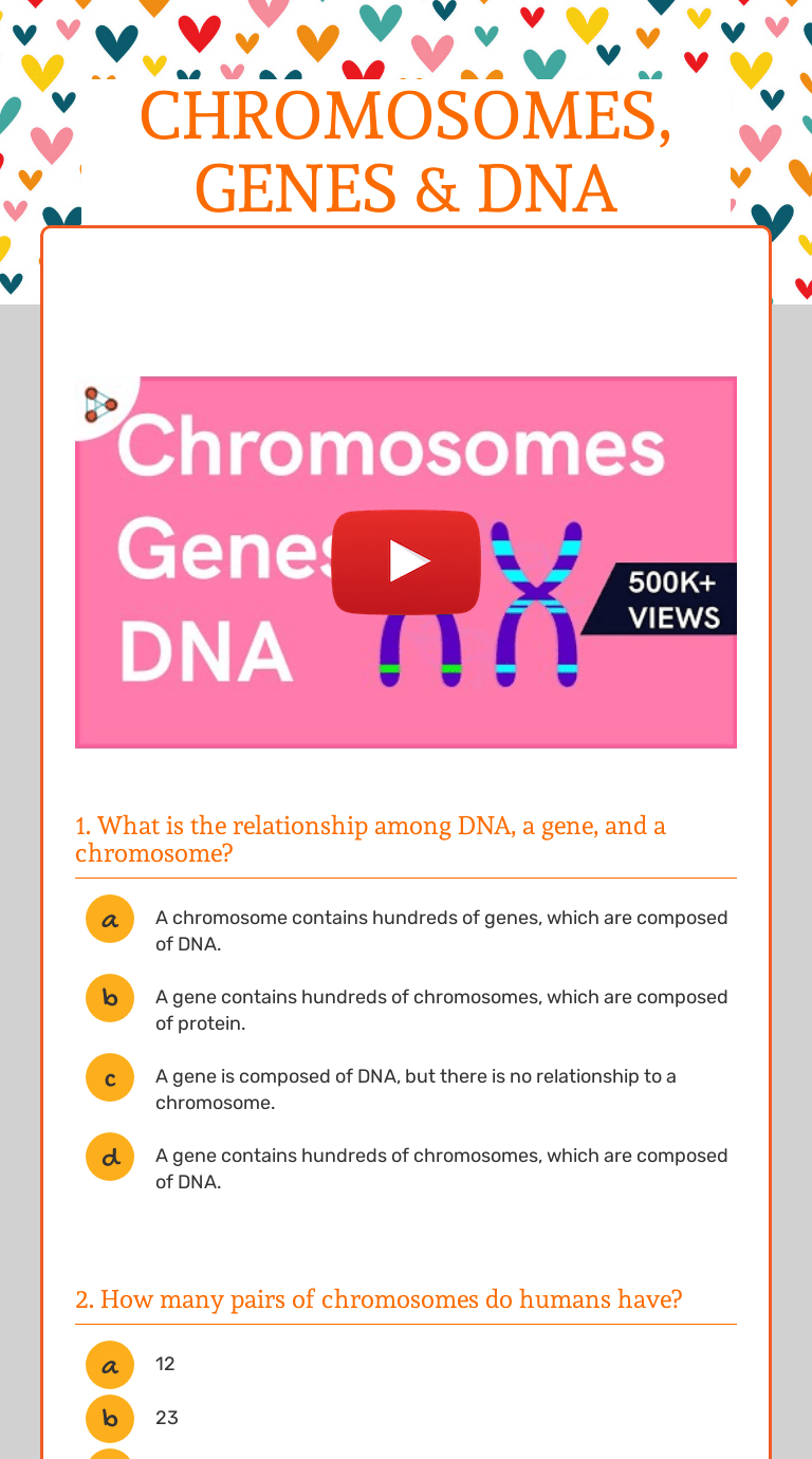 CHROMOSOMES, GENES & DNA | Interactive Worksheet by Sudoria Martin