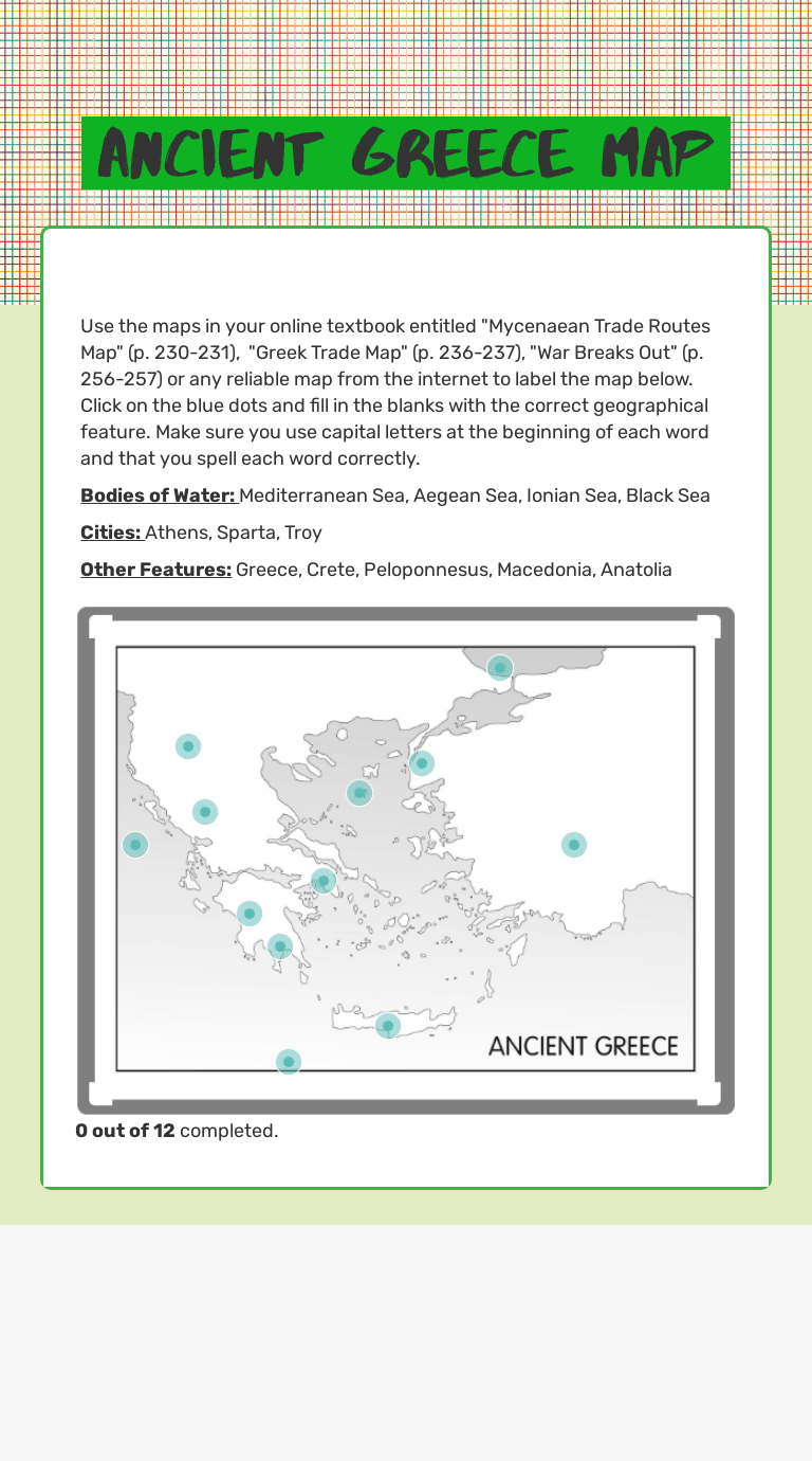 Ancient Greece Map | Interactive Worksheet by Kristi Gross | Wizer.me