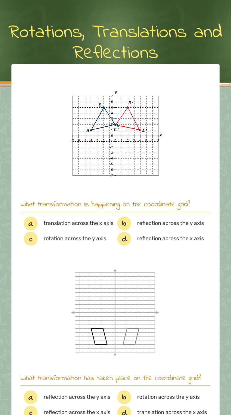 Rotations, Translations and Reflections | Interactive Worksheet by Brad