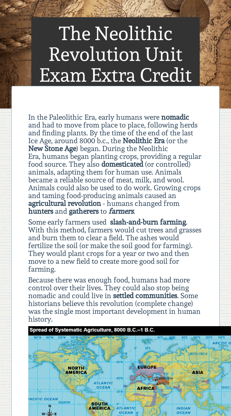 WH1.2c Neolithic Revolution Interactive Worksheet by Terrence Farrell