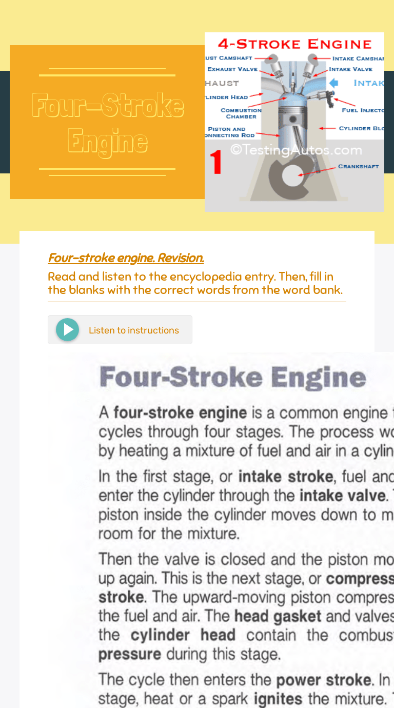 FourStroke Engine Interactive Worksheet by Olli TTHK Wizer.me