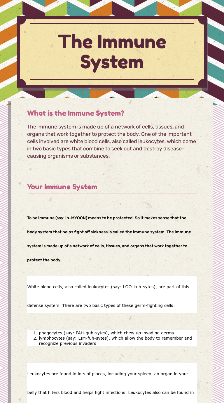 The Immune System | Interactive Worksheet by Clair Brechbill | Wizer.me