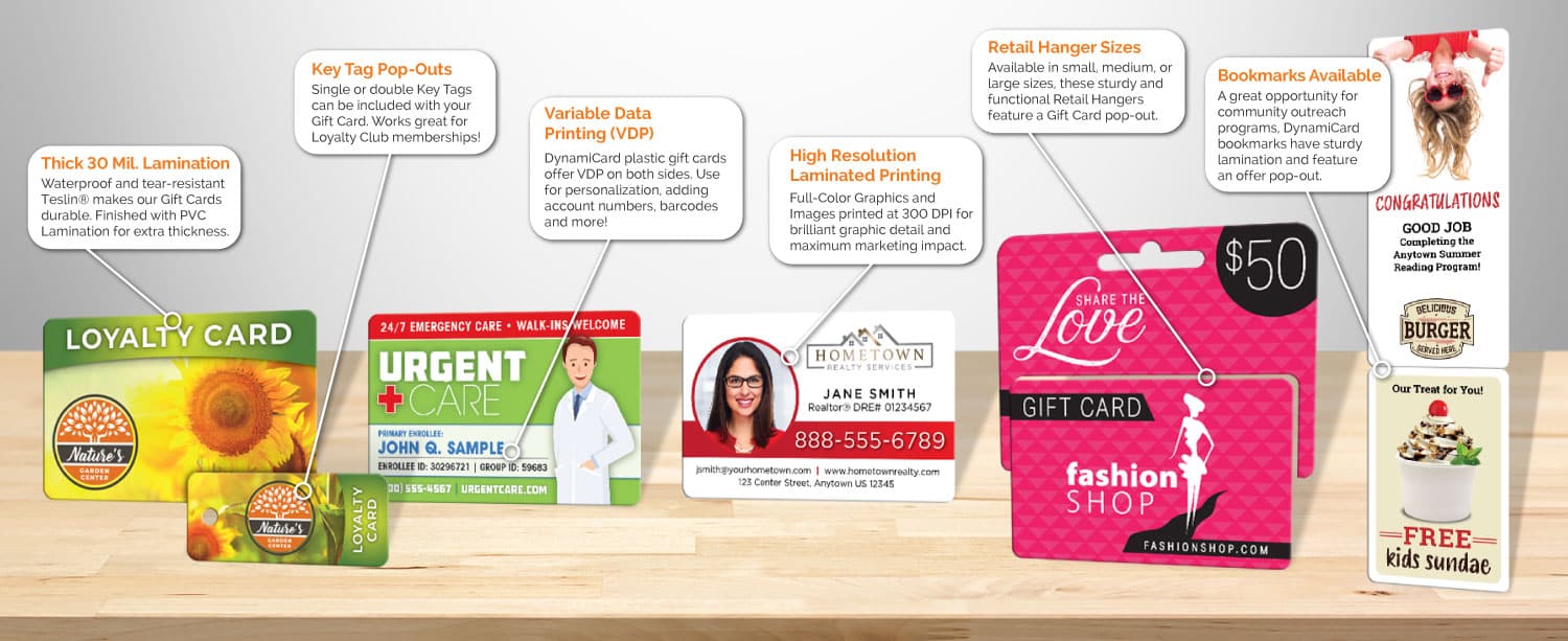 Plastic Gift Cards Featuring Thick & Durable Lamination Plastic Gift