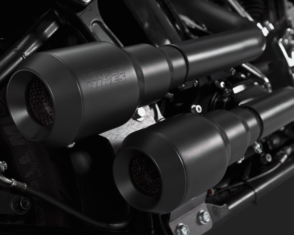 Vance & Hines HiOutput Grenades 2 into 2 Exhaust Black Harley Davidson