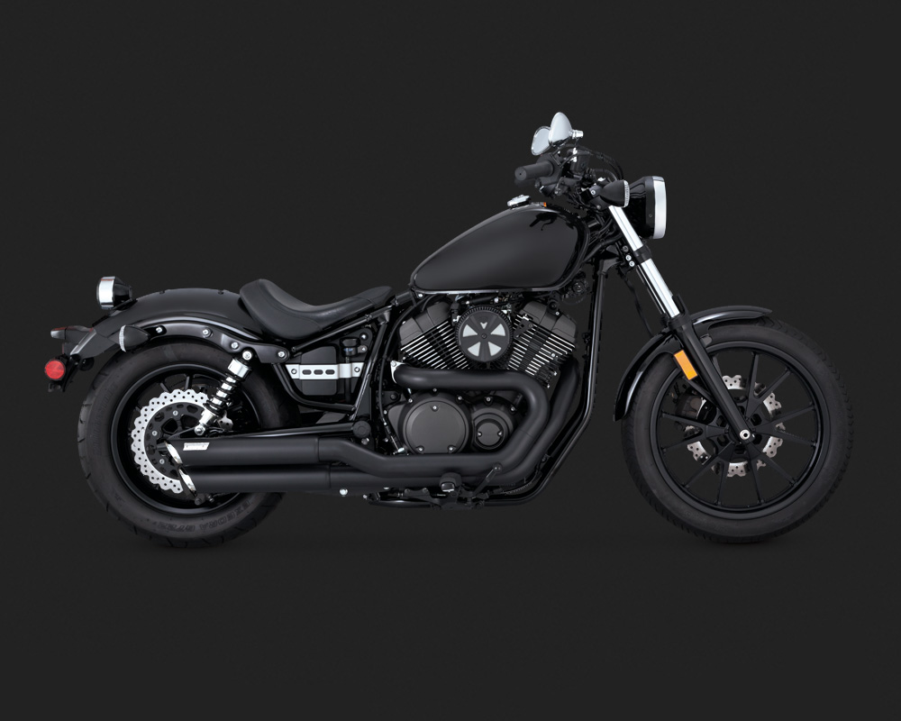 Vance & Hines Twin Slash Staggered Exhaust Black Yamaha Bolt 950 48531
