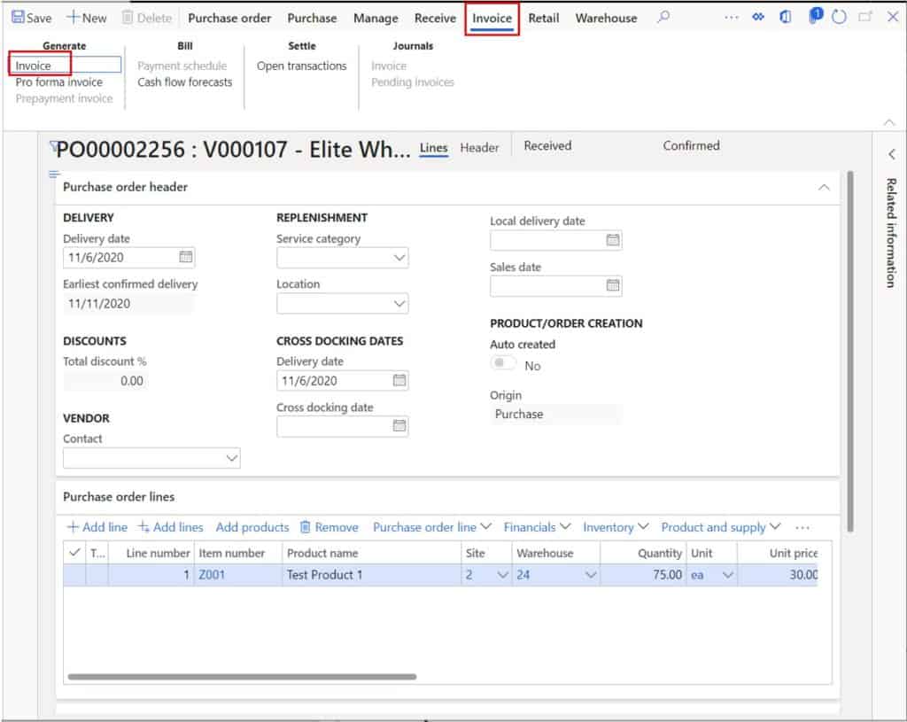 How To Process a Purchase Order D365 Finance and Operations Dynamics