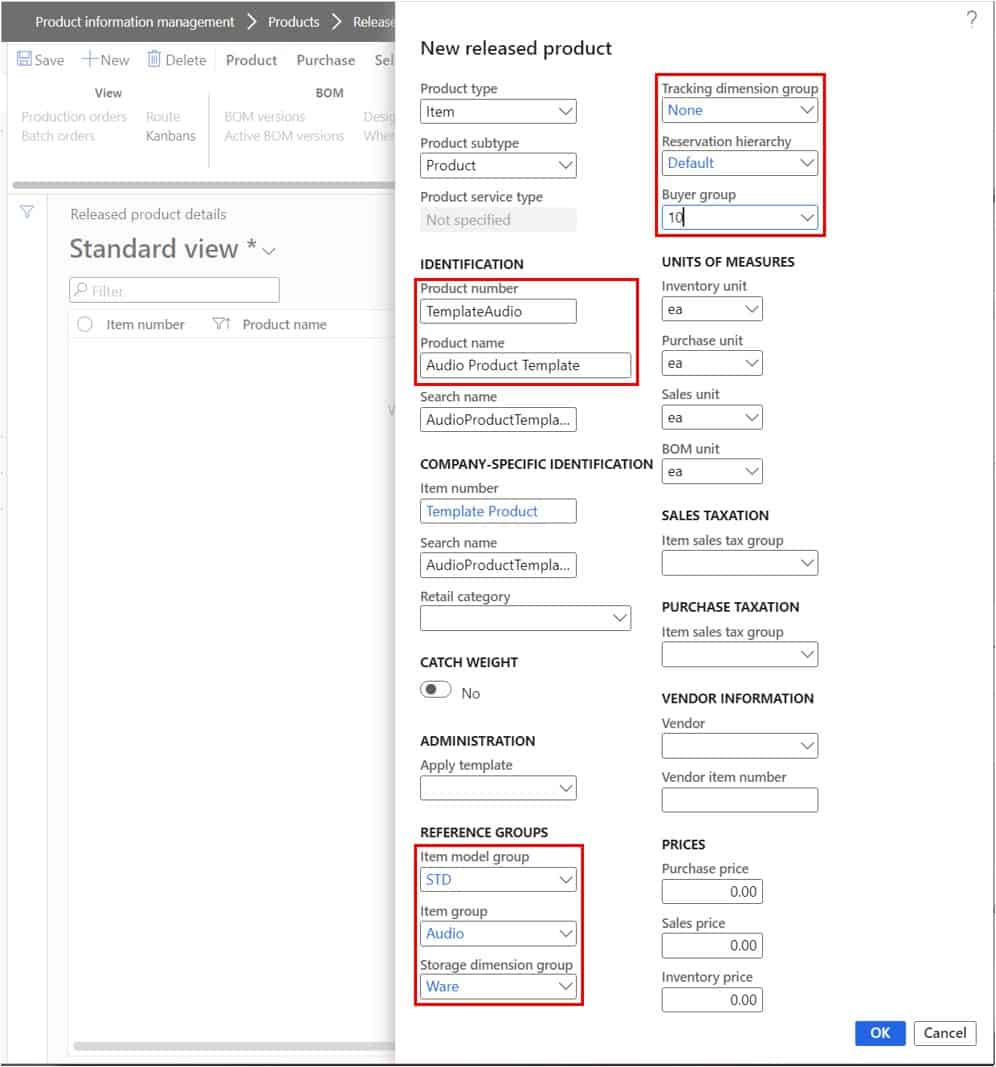 Create and Use Product Templates Dynamics 365 Finance and Operations