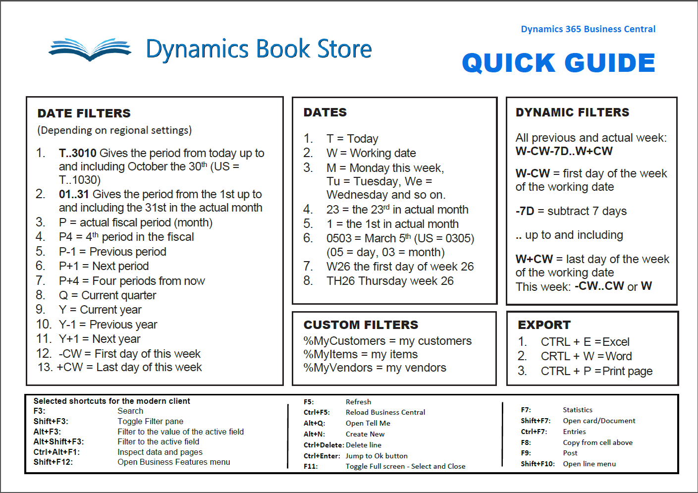 Quick Guides to filters in Business Central