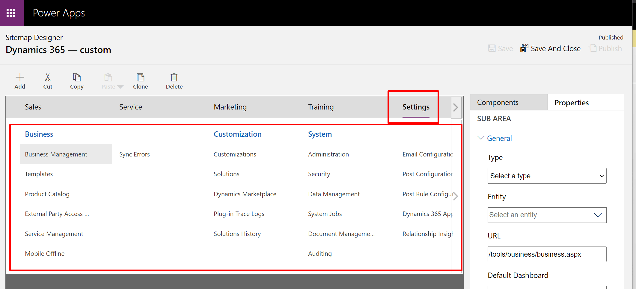 Edit Settings SiteMap in classic Dynamics 365 CRM UI [Quick Tip