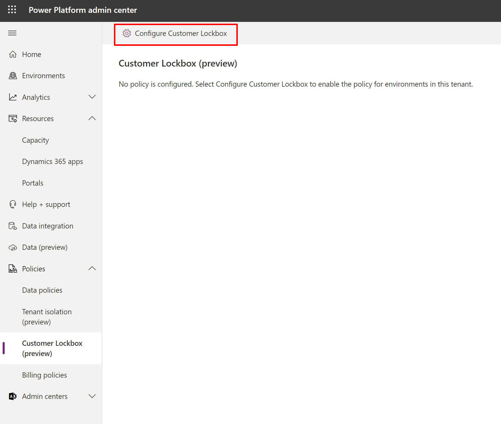 Customer Lockbox (preview) in Power Platform Admin Center Dynamics