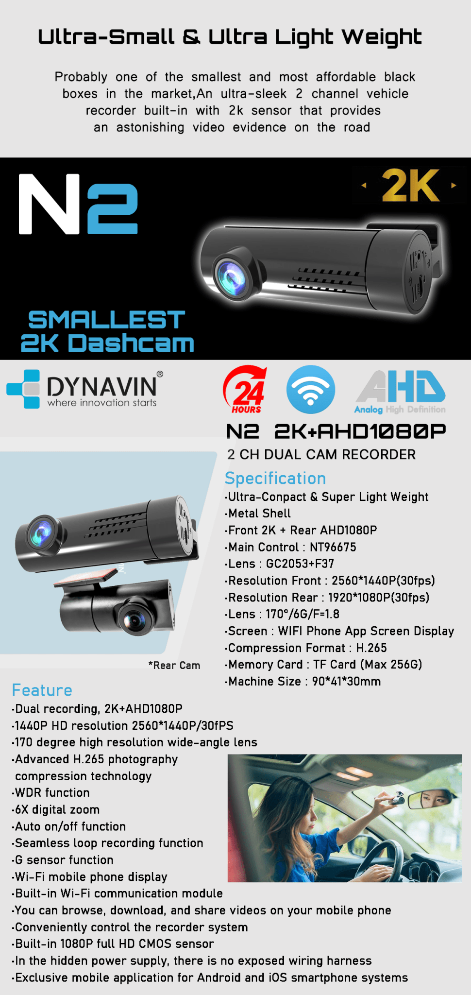 DYNAVIN N2 AHD DVR 2K FRONT & 1080P REAR DASH CAM - Dynavin Malaysia