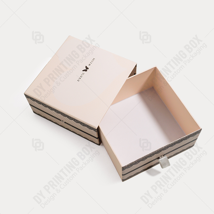Pink Sleeve & Tray Rigid Box with Ribbon Dy Printing Box